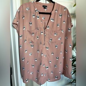 Torrid Harper Challis Zipper V Neck Blouse in Fun Print